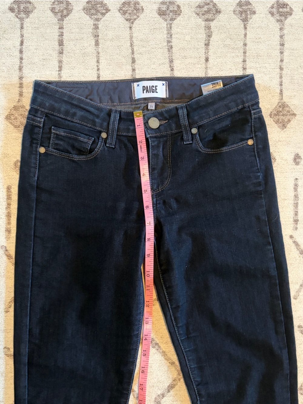 PAIGE Skyline Skinny Jeans 25 Dark Wash Mid Rise Stretch Denim Womens - Picture 5 of 10